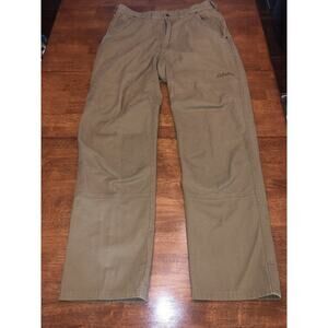 Cabelas Pants Men’s 36x34 Tan Canvas Double Knee Trail Hiker Cargo Pockets